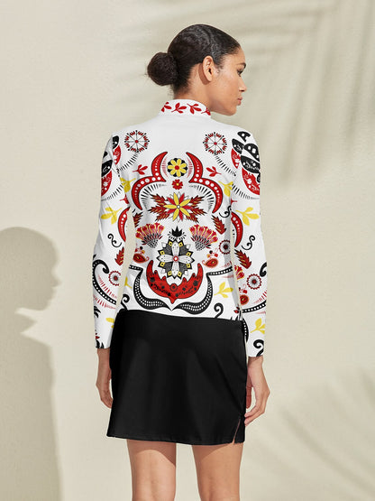 Hyped-up トロピカル ゴルフシャツ クォータージップ UPF50+