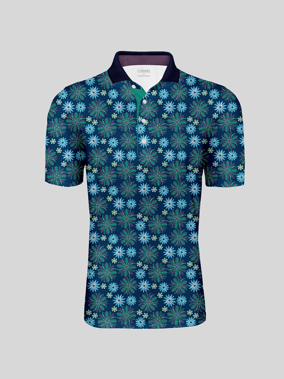 Hyped-up Tropical Men's Ribbed Collar Polo Top UPF50+