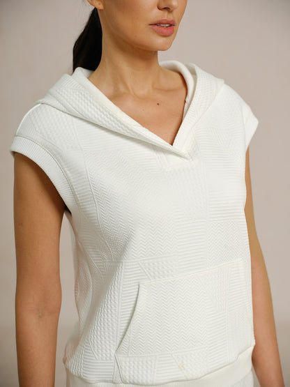 Crisp Couture Sleeveless Texture Golf Hoodie