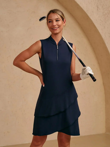 Premium Vestido sin mangas asimétrico con ribete de 36.5 pulgadas UPF50+