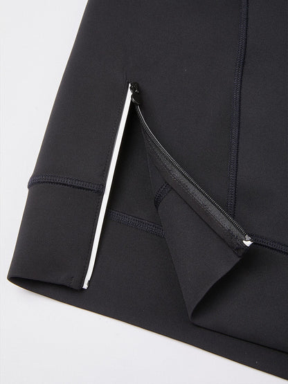 Sudadera básica para hombre con cuello irregular y cremallera, manga larga