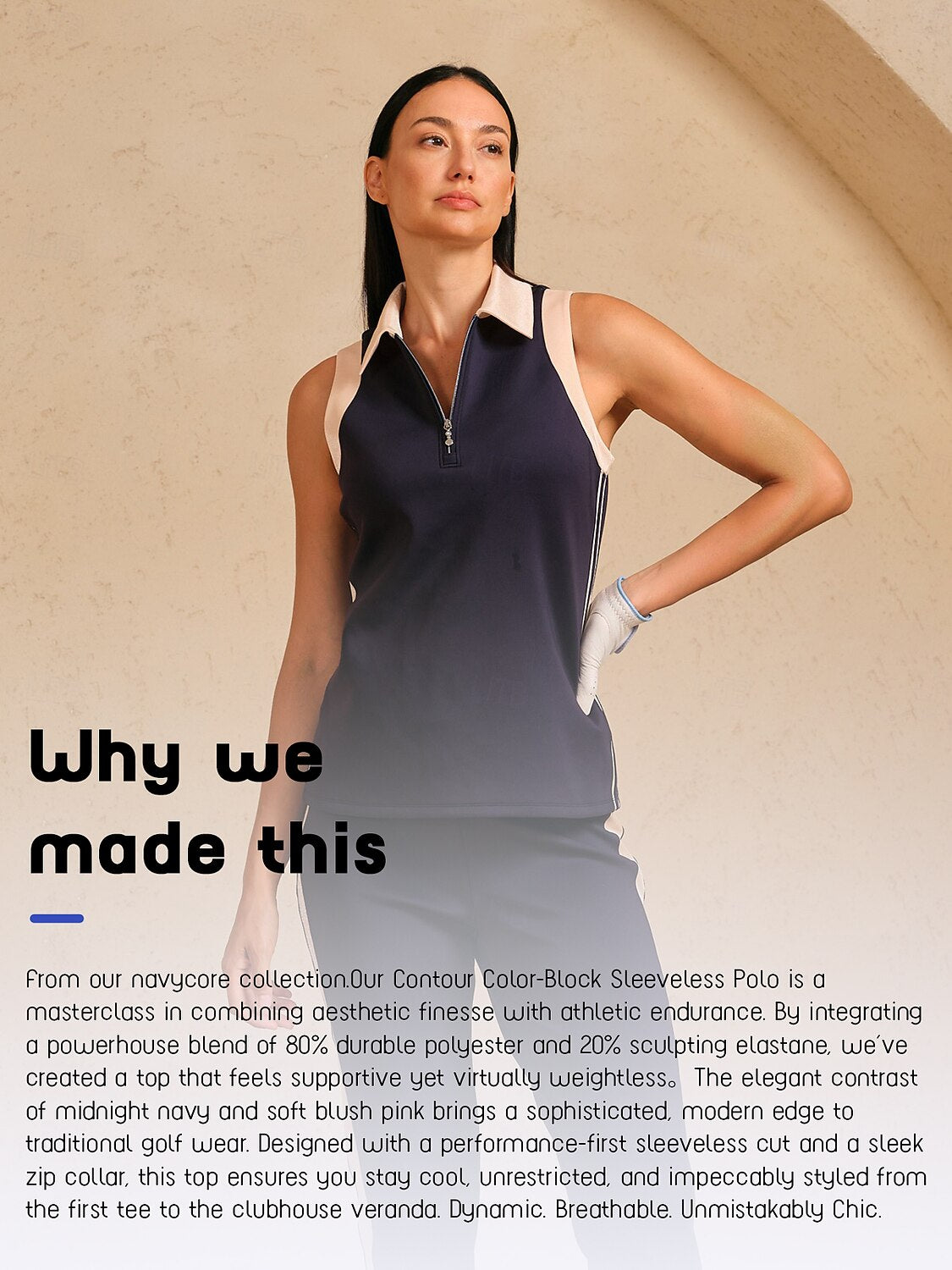 Navycore Sleeveless Color Block Golf Polo Shirt
