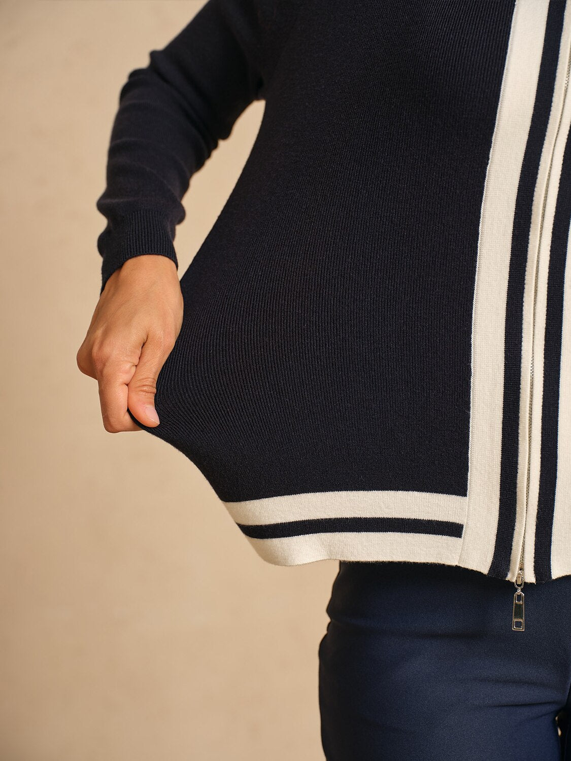More Than Basic Golf Colorblock Full Zip Sweater