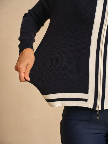 More Than Basic Golf Colorblock Full Zip Sweater