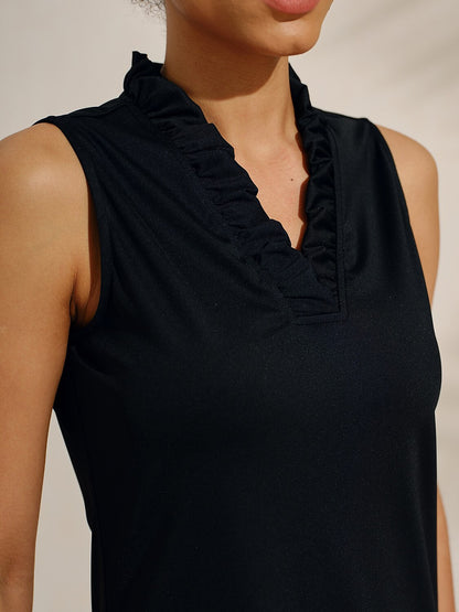 More Than Basic Ruffle V-Neck Sleeveless Dress UPF50+