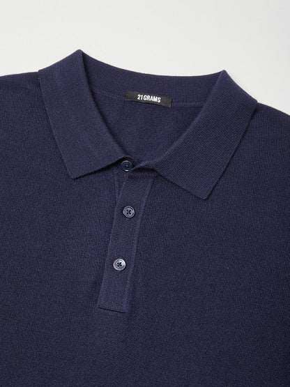 Aqua Wool Camisa Polo de Manga Larga para Hombre