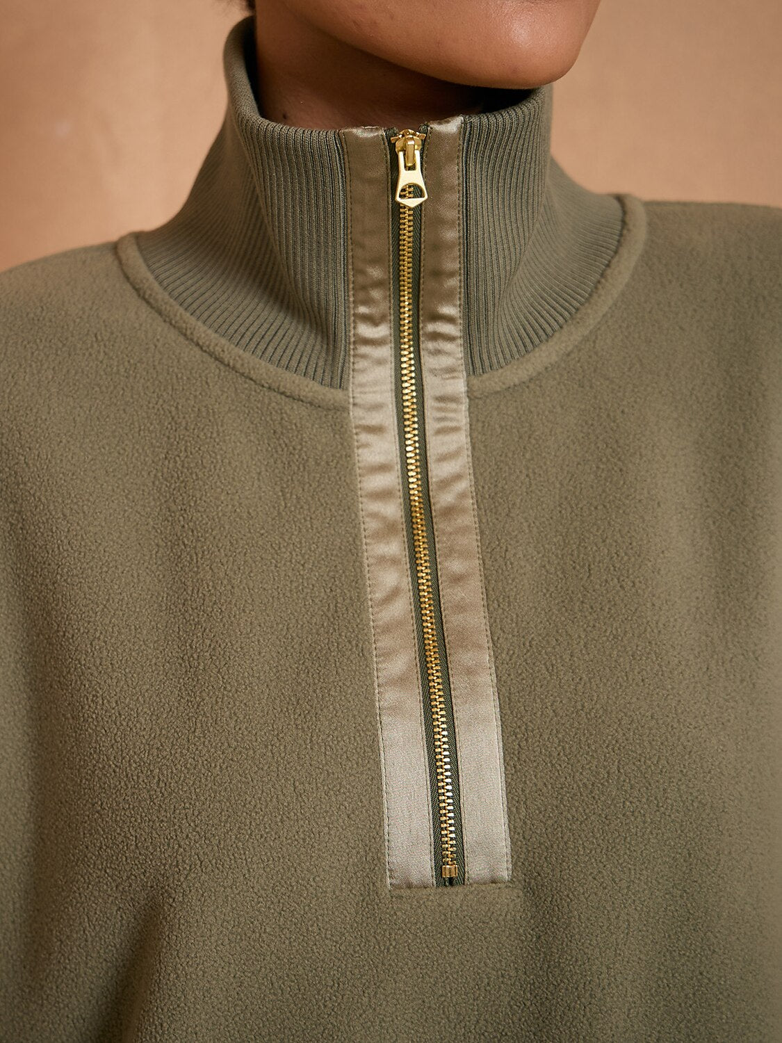UltraSoft Cloud Fleece Trimmed Quarterzip Sweatshirt