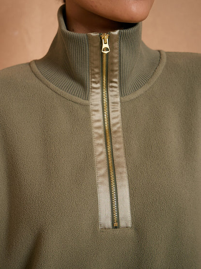 UltraSoft Cloud Fleece Trimmed Quarterzip Sweatshirt