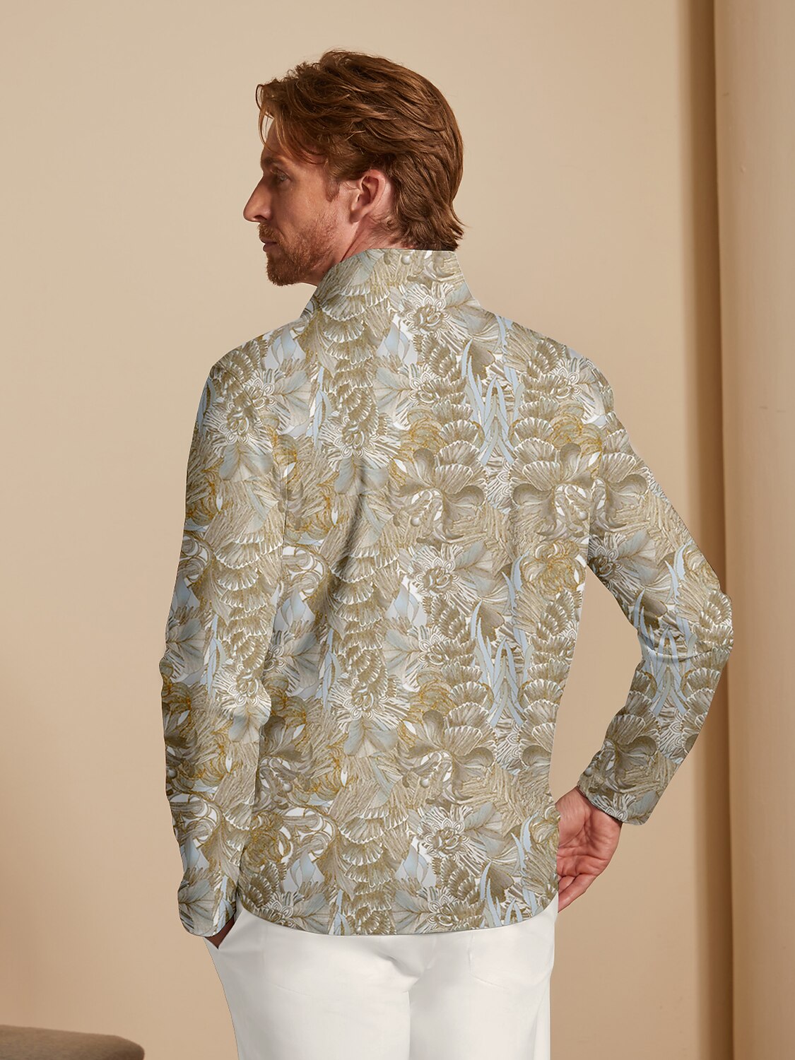 Hyped-up Tropical Men's Golf Shirt Quarterzip UPF50+