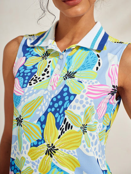 Polo Premium senza maniche con collo a coste UPF50+