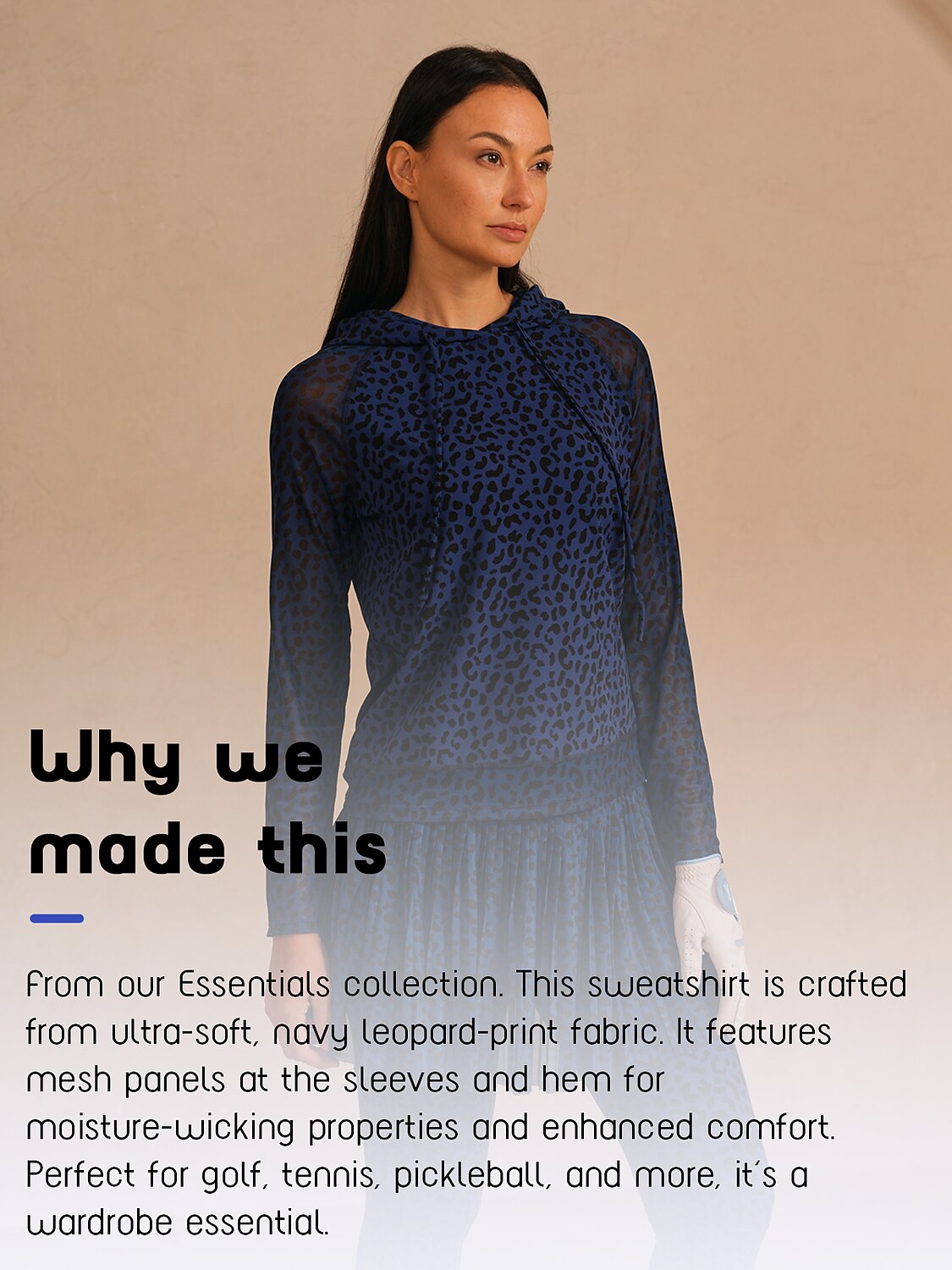 ベーシック以上のレオパードメッシュゴルフフーディー