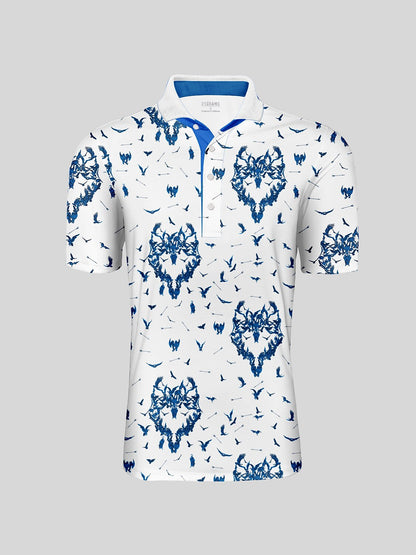 Wildlife Party Men's Ribbed Collar Polo Top UPF50+