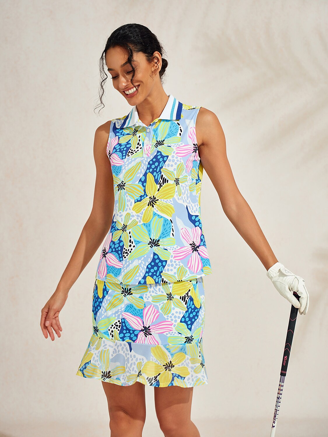 Polo Premium senza maniche con collo a coste UPF50+