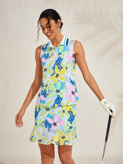 Polo Premium senza maniche con collo a coste UPF50+