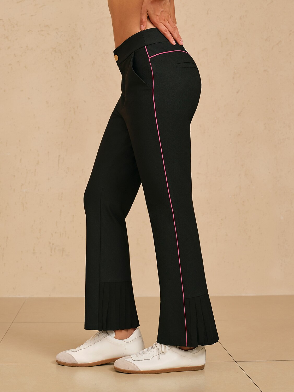 EAGLE 28 Inch Stretch Trimmed Pleated Ankle Pants