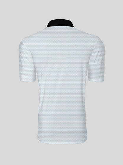 Playful Nautical Men's Ribbed Collar Polo Top UPF50+