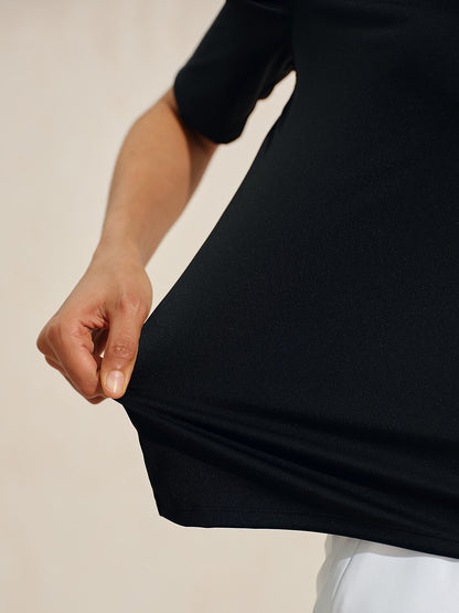 More Than Basic Half Sleeve Curve V-Neck Polo Top UPF50+