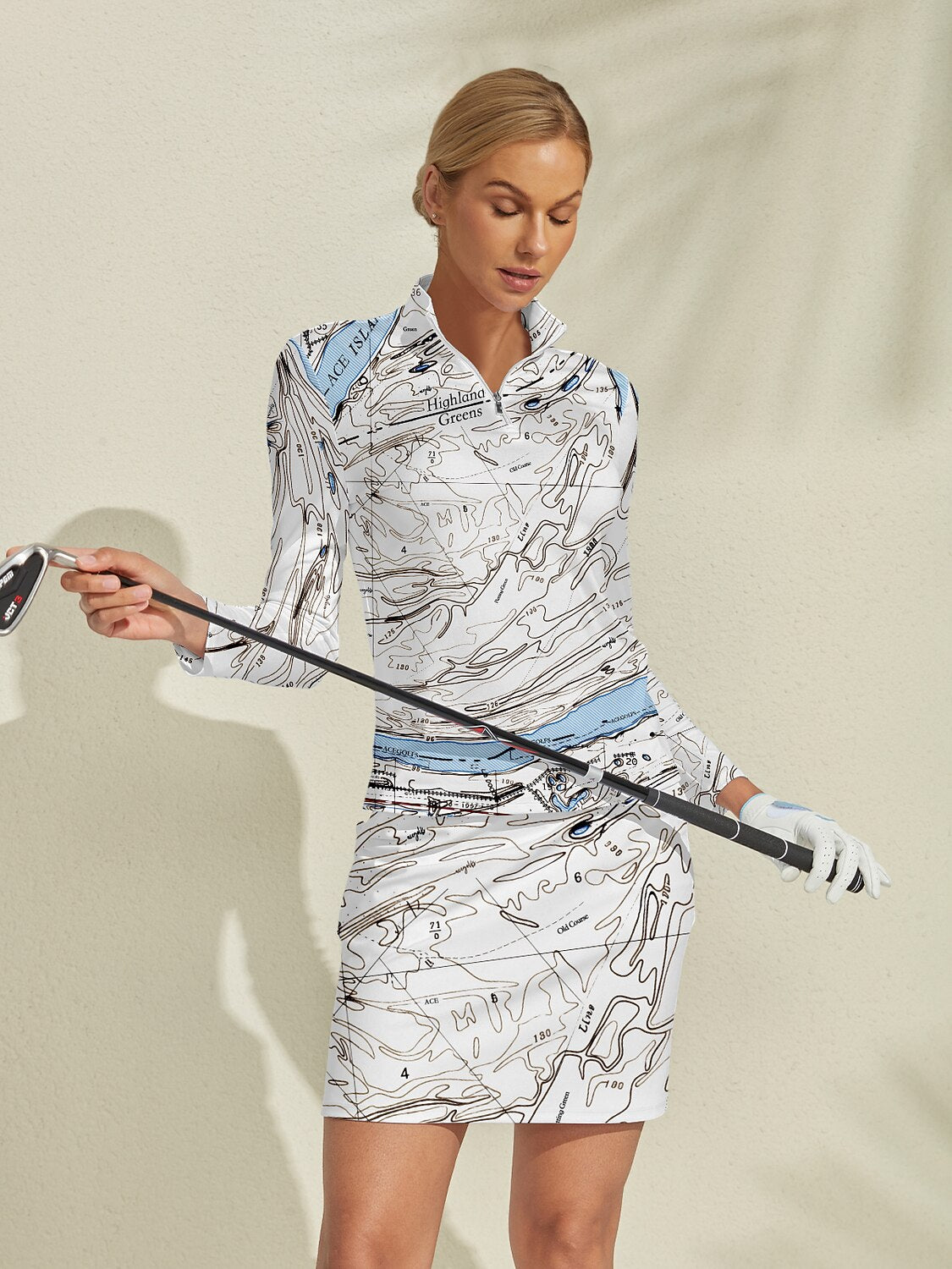 Playful Nautical Silky Golf Shirt Quarterzip UPF50+
