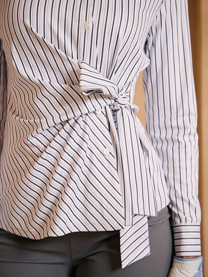 Crisp Couture Long Sleeve Side Tie Shirt Golf Shirt