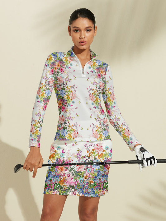 Botanical Energy Silky Golf Shirt Quarterzip UPF50+