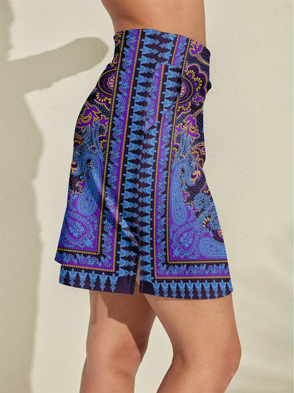 Jolie et féminine jupe-short soyeuse taille haute 19 pouces UPF50+