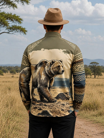 Wildlife Party Men's Golf Shirt Quarterzip UPF50+