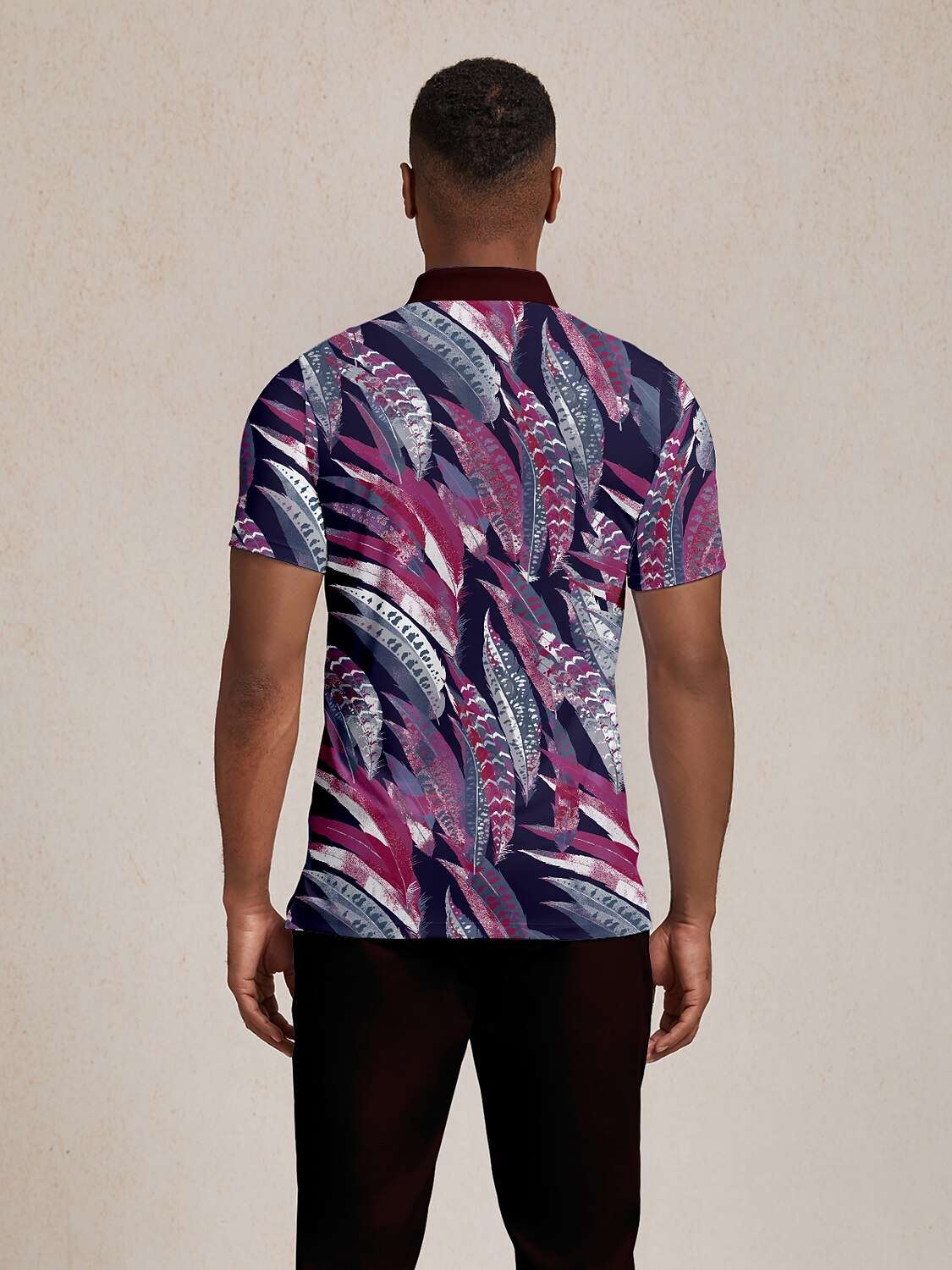 Wildlife Party Men's Ribbed Collar Polo Top UPF50+