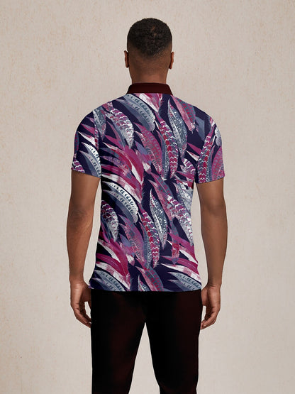 Wildlife Party Men's Ribbed Collar Polo Top UPF50+