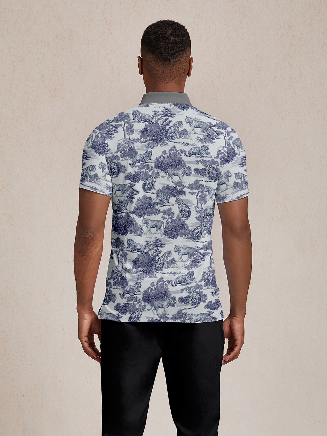 Wildlife Party Herren-Poloshirt mit Rippkragen UPF50+
