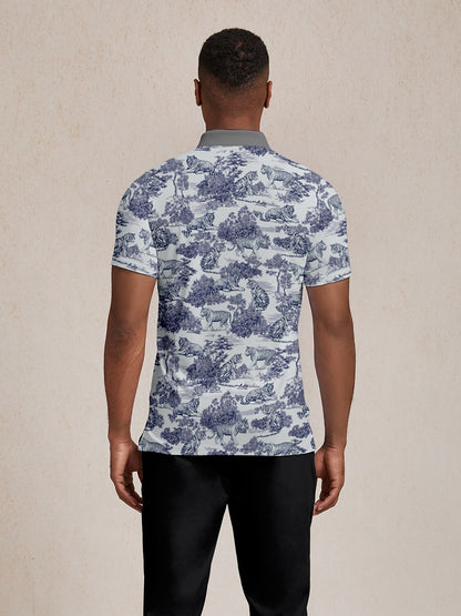 Wildlife Party Herren-Poloshirt mit Rippkragen UPF50+
