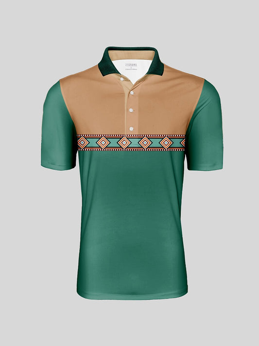 Bold Baroque Men's Ribbed Collar Polo Top UPF50+