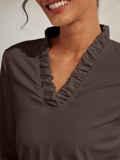 More Than Basic Ruffle V-Neck Polo Top UPF50+