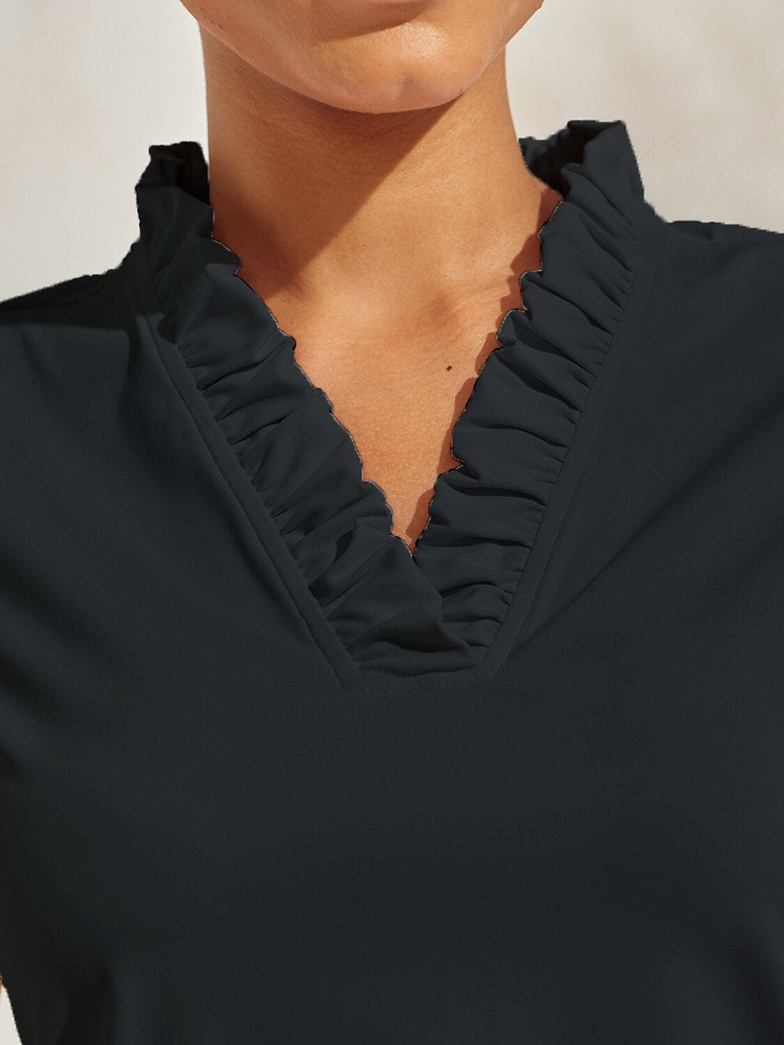 More Than Basic Ruffle V-Neck Polo Top UPF50+