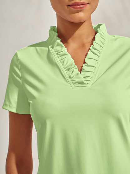 More Than Basic Ruffle V-Neck Polo Top UPF50+