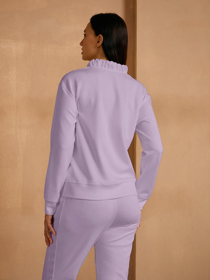 Felpa UltraSoft a maniche lunghe con volant e scollo a V