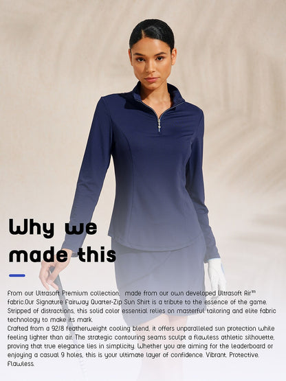 Ultrasoft Premium Long Sleeve Mock Neck Mesh Quarterzip UPF50+