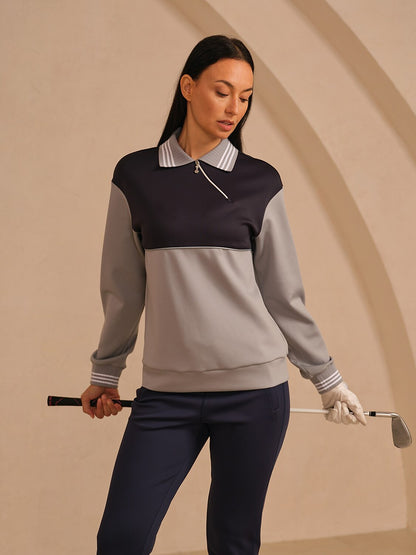 More Than Basic Asymmetrical Collar Golf Sweatshirt