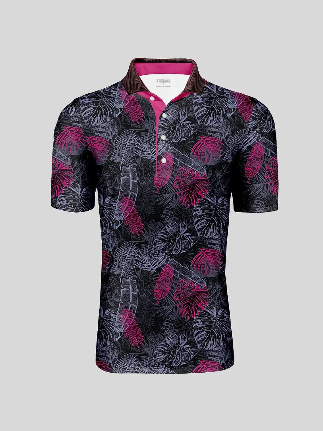 Hyped-up Tropical Men's Ribbed Collar Polo Top UPF50+