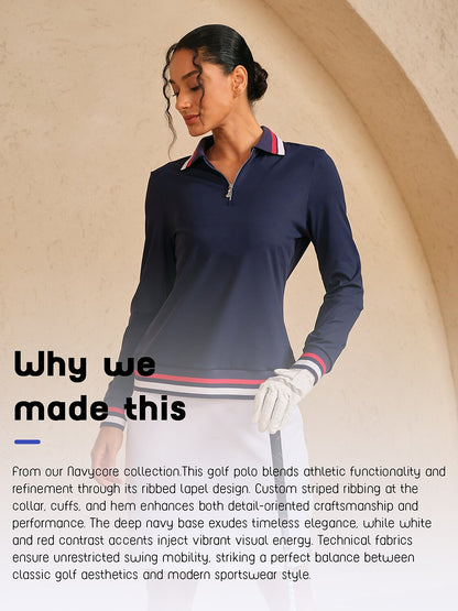 Navycore Color Block Geribbelde Golf Polo Shirt UPF50+