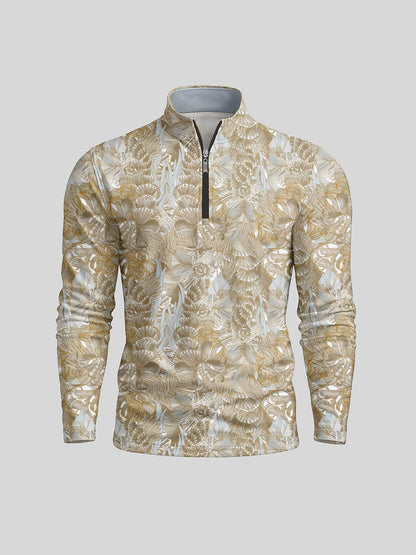 Hyped-up Tropical Men's Golf Shirt Quarterzip UPF50+