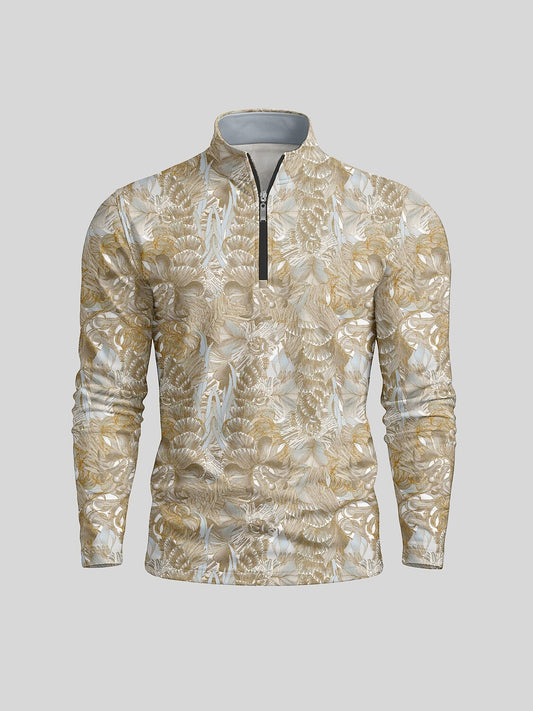 Hyped-up Tropical Men's Golf Shirt Quarterzip UPF50+