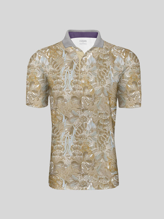 Hyped-up Tropical Herren-Poloshirt mit Rippkragen, UPF50+