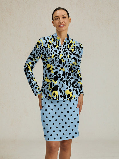 ワイルドライフパーティー シルキーラッフル ゴルフシャツ クォータージップ UPF50+