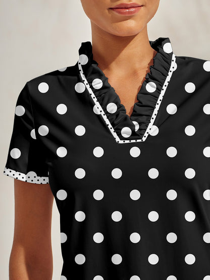 Hyper-prep Polo con Volantes y Cuello en V UPF50+