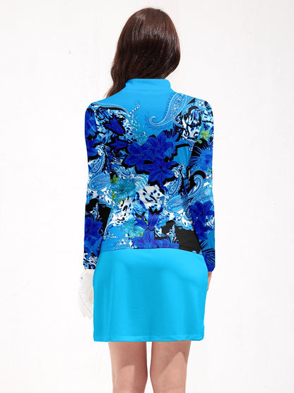 Polo de golf tropical ultra tendance à demi-zip UPF50+