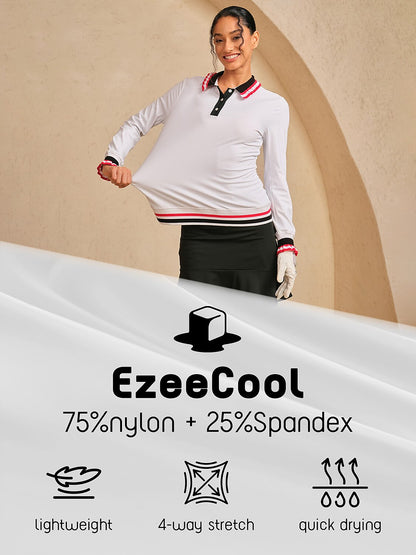 Navycore ラッフルリブ襟 ゴルフポロシャツ UPF50+