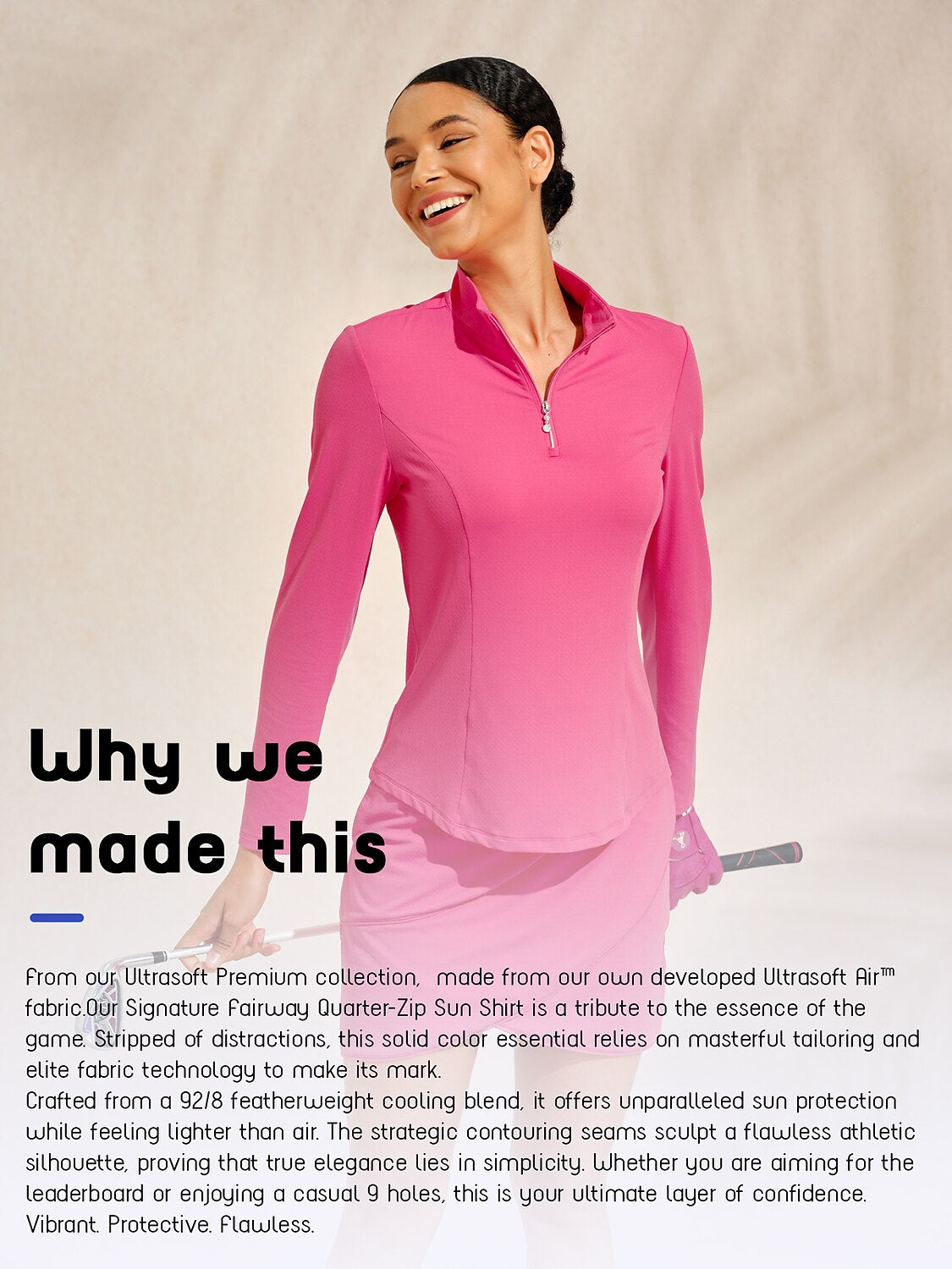 Premium Lange Mouw Mock Neck Mesh Kwartrits UPF50+