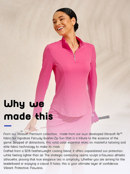 Premium Lange Mouw Mock Neck Mesh Kwartrits UPF50+