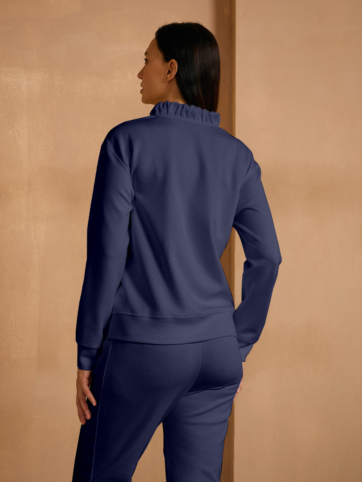 UltraSoft Long Sleeve Ruffle V-Neck Sweatshirt