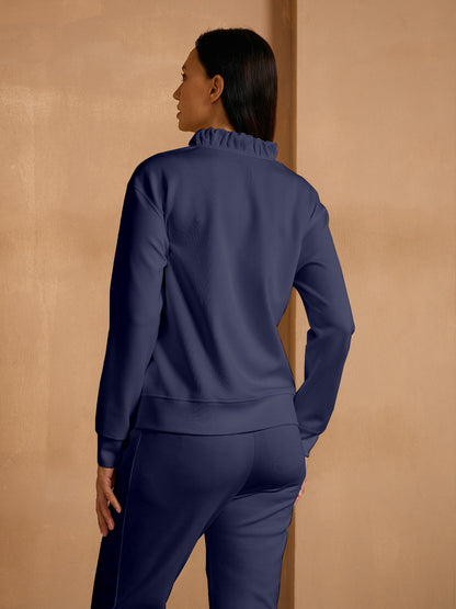 UltraSoft Long Sleeve Ruffle V-Neck Sweatshirt